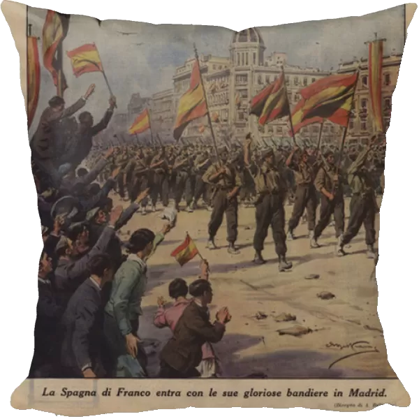 Francos Spain enters Madrid with its glorious flags (colour litho)