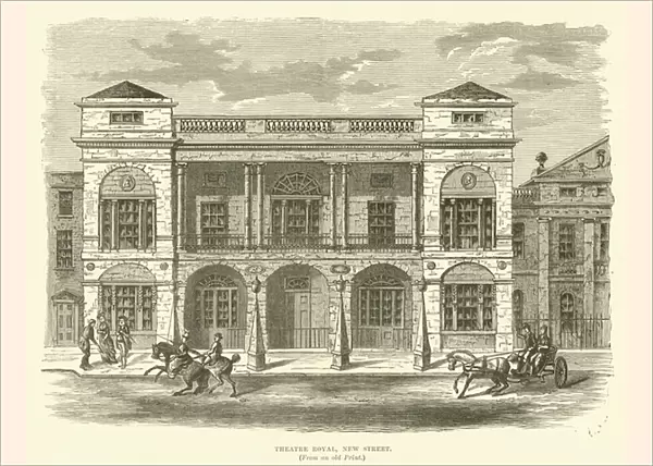 Theatre Royal, New Street, from an old print (engraving)