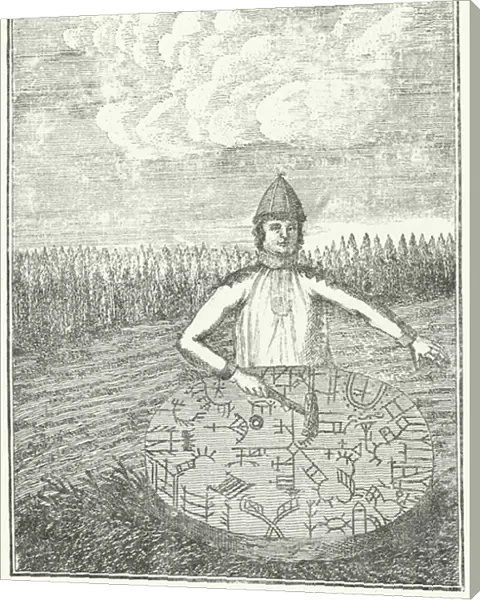 A shaman of the Sami culture in Lapland (engraving)