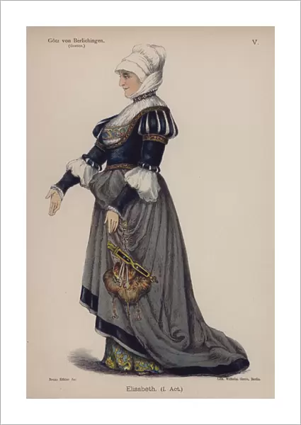 Elisabeth, from Gotz von Berlichingen by Goethe (colour litho)