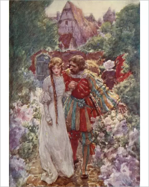 Faust and Margherita in the Garden (colour litho)