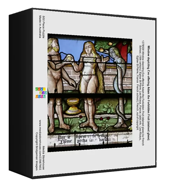 Window depicting Eve offering Adam the Forbidden Fruit (stained glass)