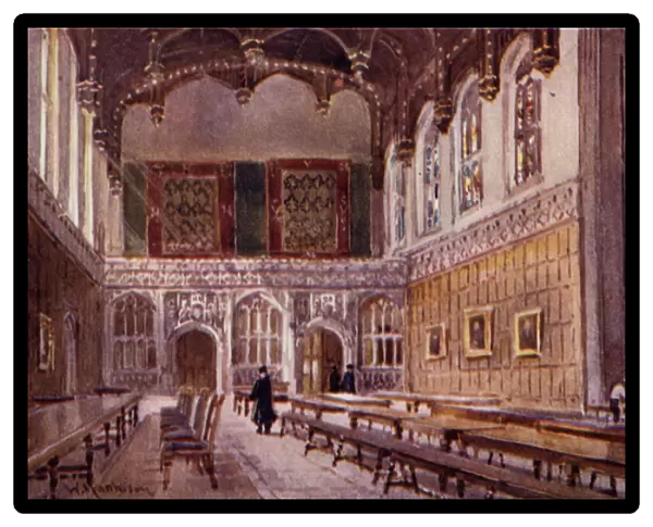The Hall of Kings College (colour litho)