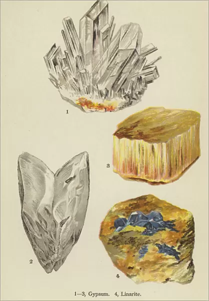 Sulphates, gypsum, linarite (colour litho)