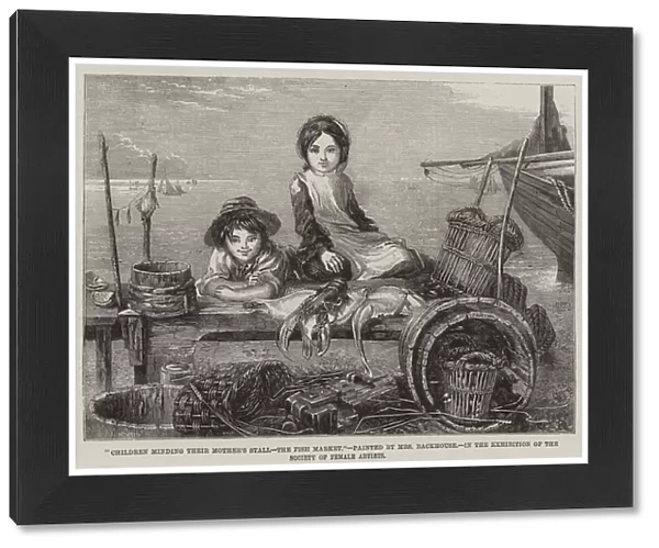 Children minding their Mothers Stall, the Fish Market (engraving)