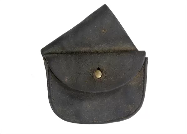 Imported British percussion cap pouch for shoulder belt (brass & leather)