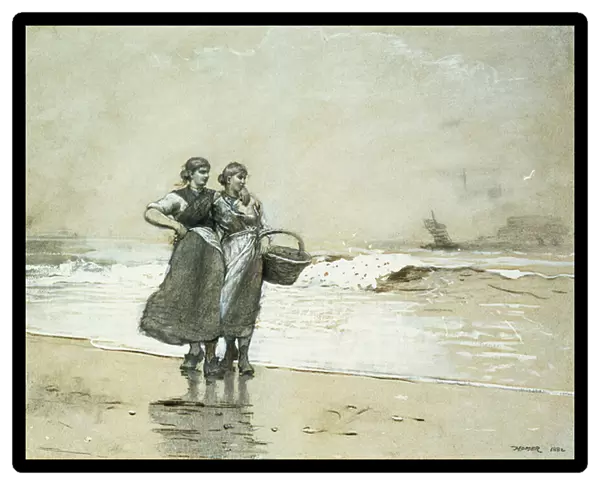 Blyth Sands, 1882 (gouache, charcoal pencil and brown chalk on grey brown paper)
