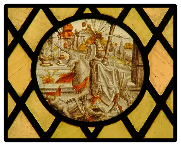Window depicting a unicorn (stained glass)