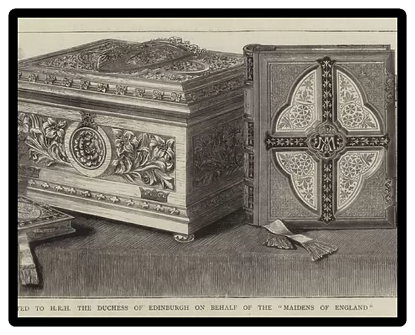 Bible presented to HRH the Duchess of Edinburgh on Behalf of the 'Maidens of England'(engraving)
