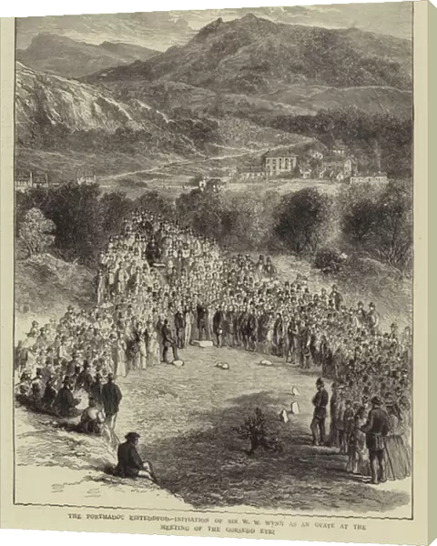 The Portmadoc Eisteddfod, Initiation of Sir W W Wynn as an Ovate at the Meeting of the Gorsedd Eyri (engraving)