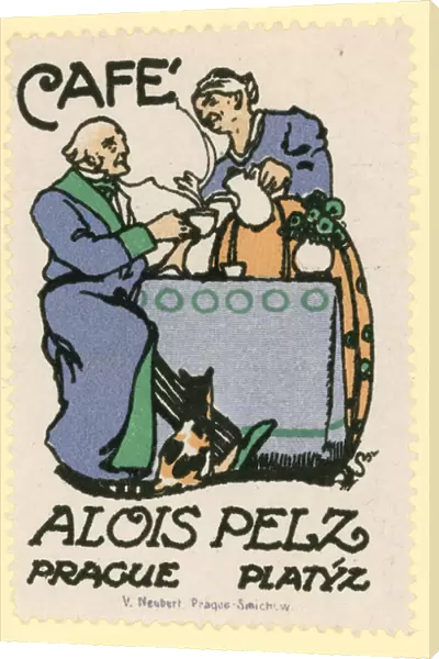 Cafe Alois Peltz, Prague (colour litho)