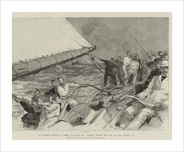 The German Emperor at Cowes, on Board the 'Meteor'during the Race for the Queens Cup (engraving)