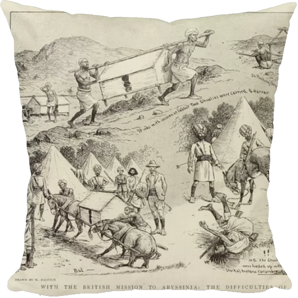With the British Mission to Abyssinia, the Difficulties of Mule Transport (engraving)