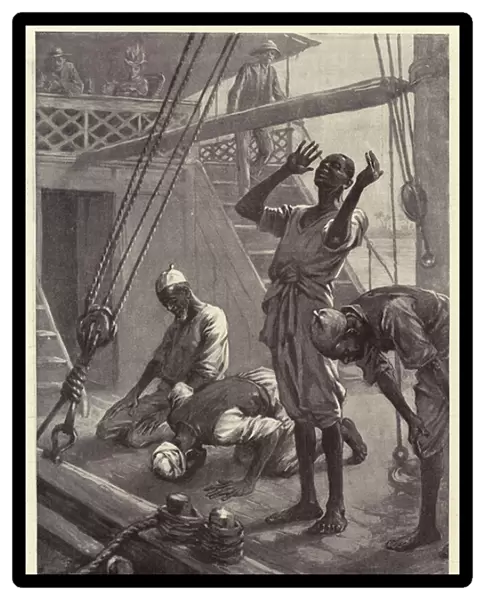 Up the Nile to the Great Dam, Prayer Time on a River Boat (litho)