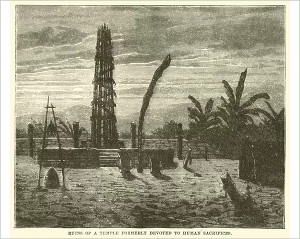 Ruins of a temple formerly devoted to human sacrifices (engraving)