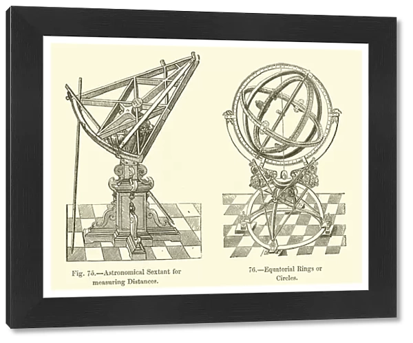 Astronomical Sextant for measuring Distances, Equatorial Rings or Circles (engraving)