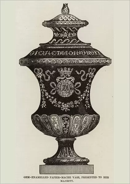 Gem-Enamelled Papier-Mache Vase, presented to Her Majesty (engraving)