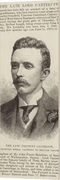 The late Viscount Cantelupe, drowned while yachting in Belfast Lough (engraving)