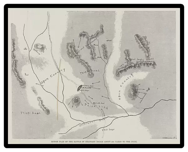 Rough Plan of the Battle of Shangani (engraving)