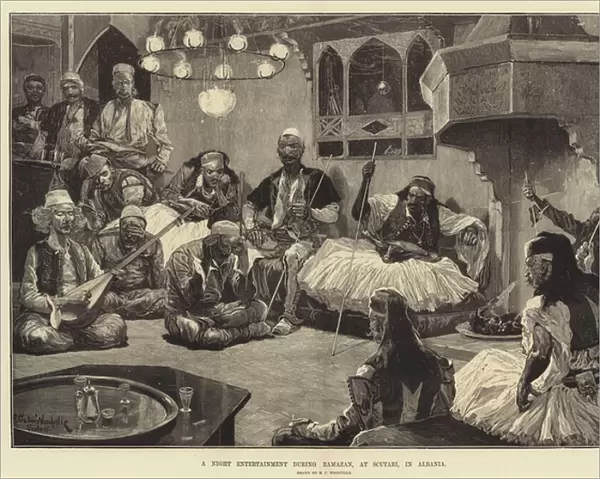 A Night Entertainment during Ramazan, at Scutari, in Albania (engraving)