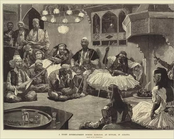A Night Entertainment during Ramazan, at Scutari, in Albania (engraving)
