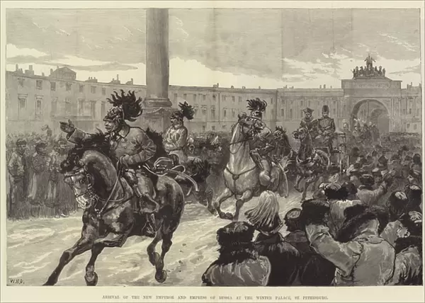 Arrival of the New Emperor and Empress of Russia at the Winter Palace, St Petersburg (engraving)