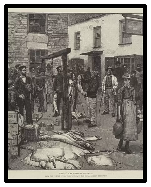 Fish Sale at Polperro, Cornwall (engraving)