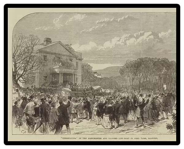 'Christening'of the Manchester and Salford Life Boat in Peel Park, Salford (engraving)