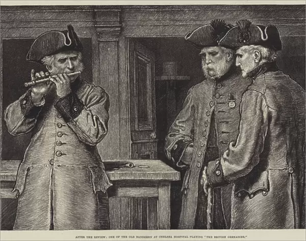 After the Review, One of the Old Bandsmen at Chelsea Hospital playing 'The British Grenadier'(engraving)