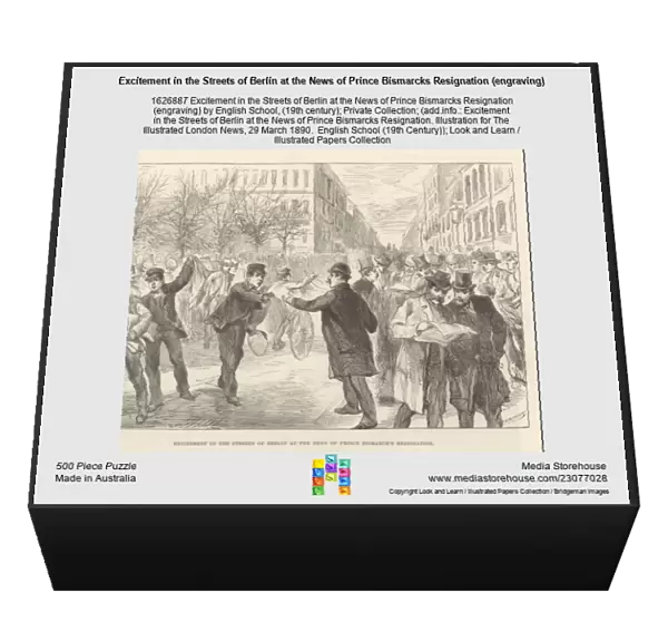 Excitement in the Streets of Berlin at the News of Prince Bismarcks Resignation (engraving)
