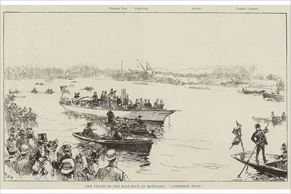 The Finish of the Boat-Race at Mortlake, 'Cambridge Wins!'(engraving)