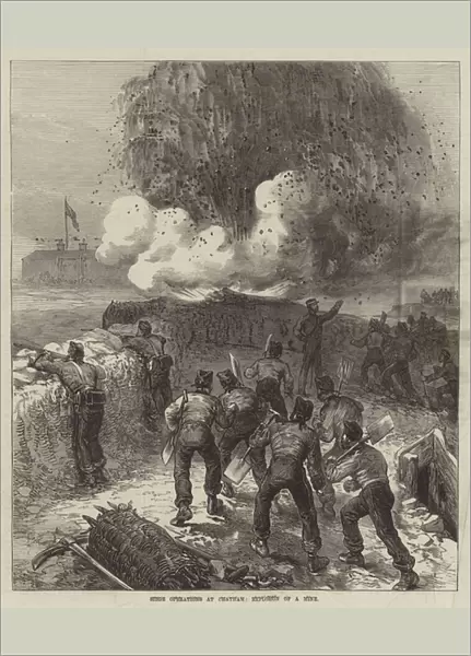 Siege Operations at Chatham, Explosion of a Mine (engraving)