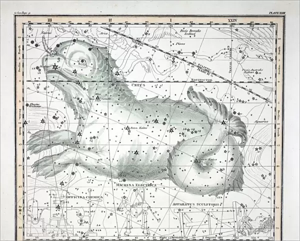 The Constellations (Plate XXIII) Cetus, Officina Sculptoris, Machina Electrica
