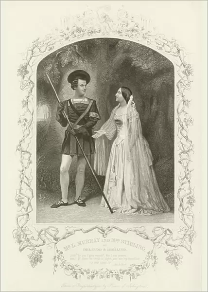 Mr L Murray and Mrs Stirling as Orlando and Rosalind, As You Like It, Act V, scene iv (engraving)