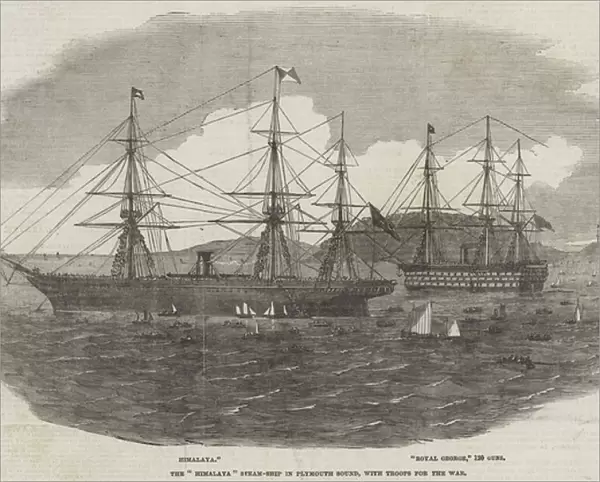 The 'Himalaya'Steam-Ship in Plymouth Sound, with Troops for the War (engraving)