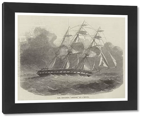 HM Corvette 'Amazon, 'in a Squall (engraving)