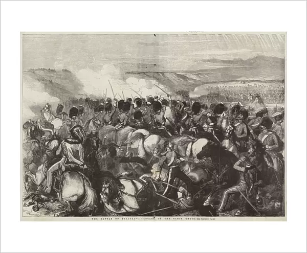 The Battle of Balaclava, Attack of the Scots Greys (engraving)
