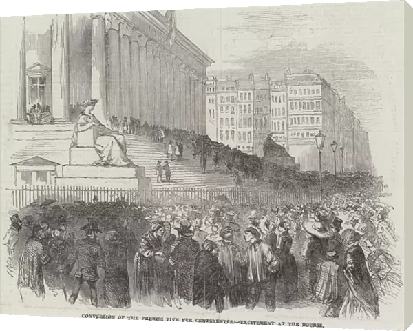 Conversion of the French Five Per Centsrentes, Excitement at the Bourse (engraving)