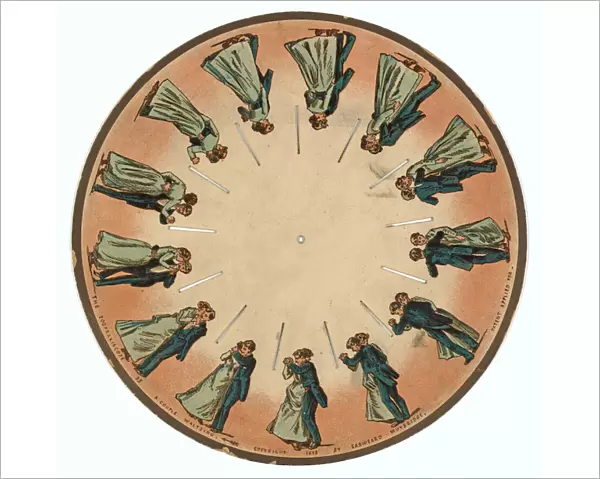 zoopraxiscope disc showing a couple waltzing, 1893 (litho)