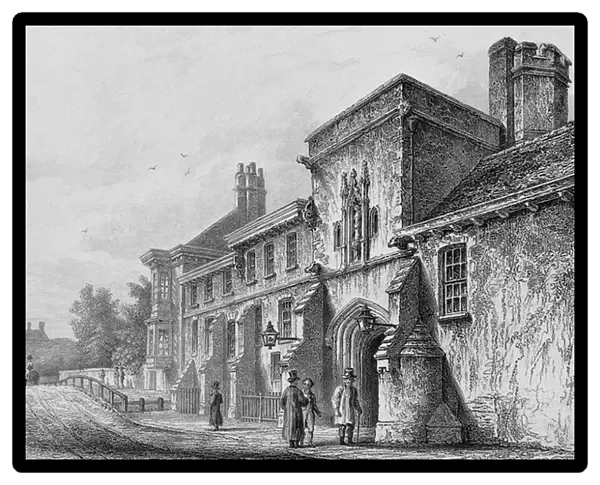 College Gate and Wardens Lodge Winchester, c. 1830 (engraving)