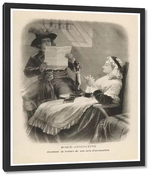 Marie Antoinette listening to her charges (litho)