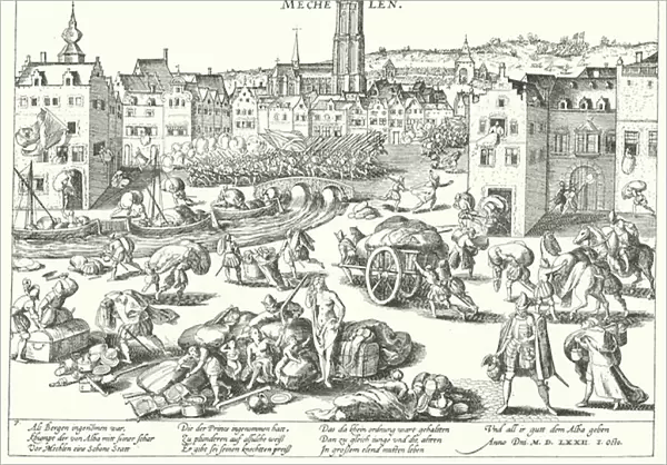 Sack of Mechelen by the Spanish, 1572 (engraving)