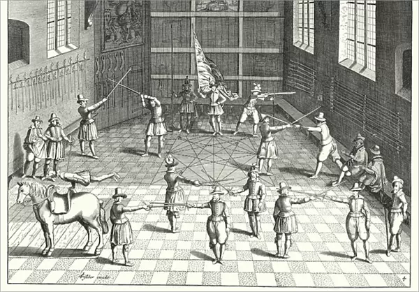 Fencing hall at the University of Leiden (engraving)