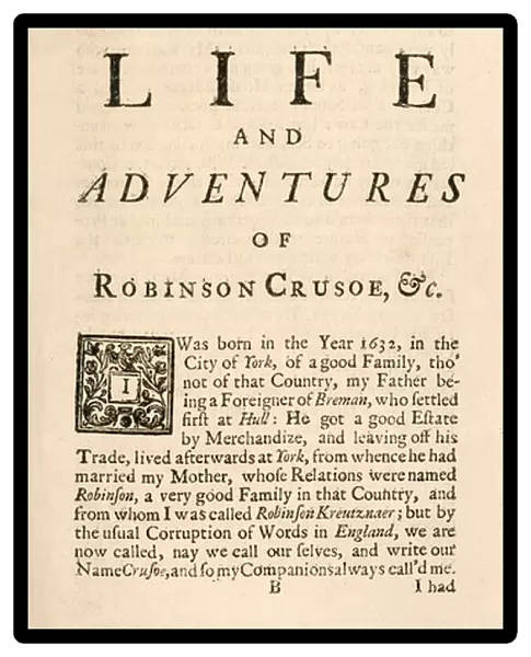 Robinson Crusoe first page from 'The Life