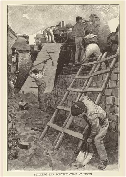 Building the Fortification at Pekin (litho)
