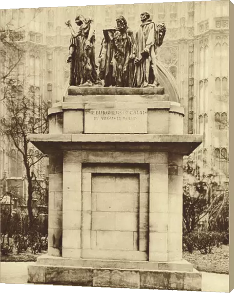 Bronze replica of Auguste Rodins sculpture The Burghers of Calais, in Victoria Tower Gardens, Westminster (b  /  w photo)