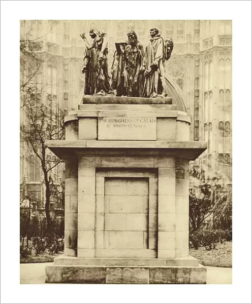 Bronze replica of Auguste Rodins sculpture The Burghers of Calais, in Victoria Tower Gardens, Westminster (b  /  w photo)