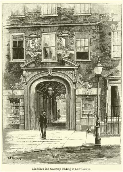 Lincolns Inn Gateway leading to Law Courts (engraving)