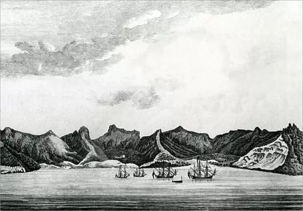 A view of Cumberland Bay at the island of Juan Fernandes, c. 1745 (engraving)