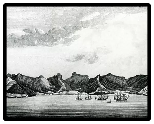 A view of Cumberland Bay at the island of Juan Fernandes, c. 1745 (engraving)